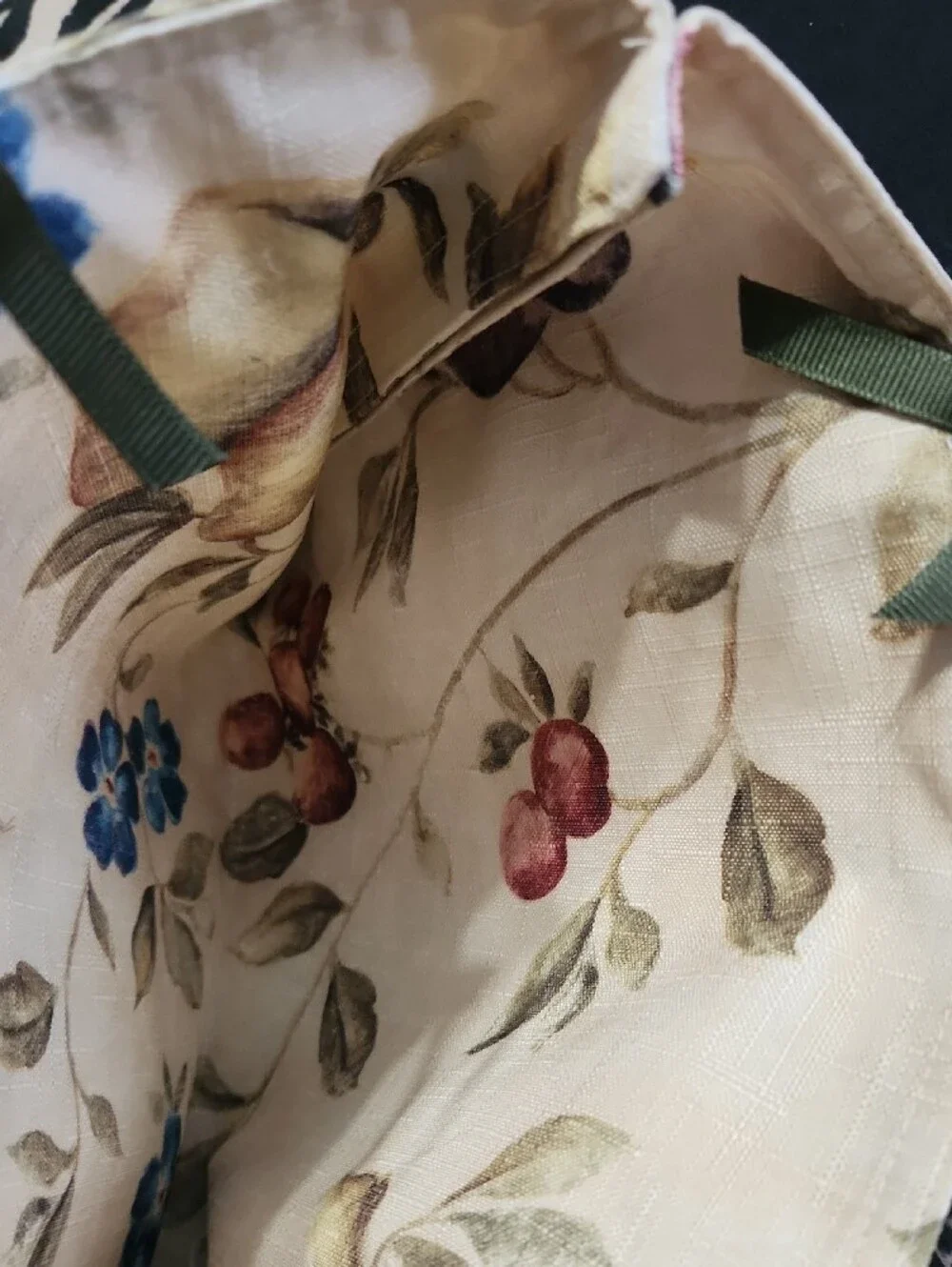 Floral Cream Hobo Bag with Bamboo Handles- Homemade